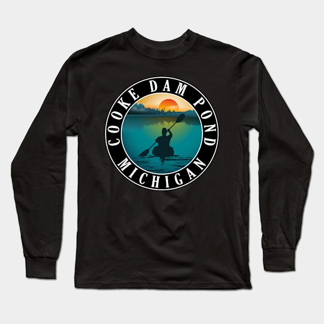 Cooke Dam Pond Kayaking Michigan Sunset Long Sleeve T-Shirt by BirdsEyeWorks